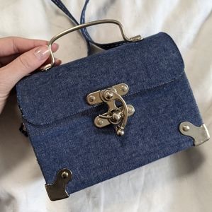Mini Denim Trunk Crossbody Purse